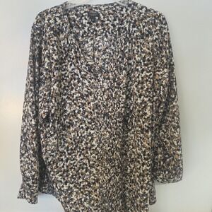 Talbots Women's Petites‎ Blouse Split Neck Pintuck Long Sleeve Size 2XL Flowy